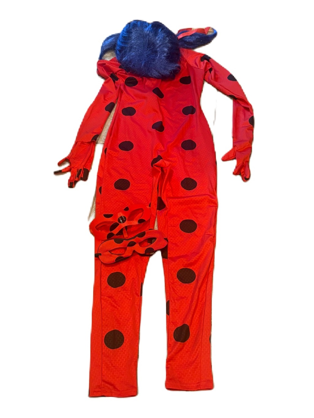 Miraculous Ladybug Girl Costume Large Kids Halloween W/ Wig Red Blue